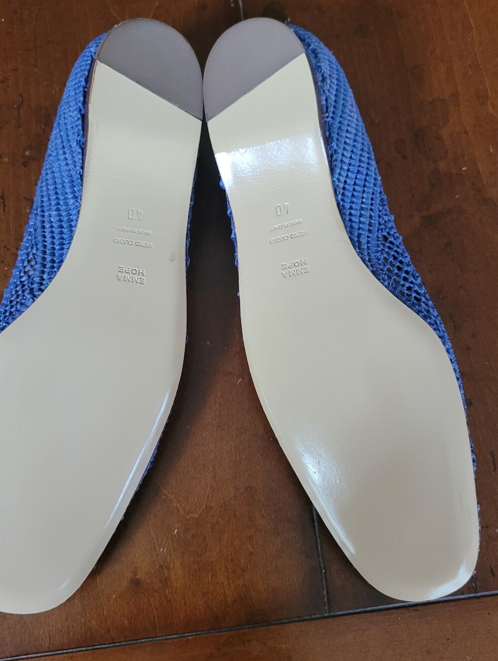 Emma Hope Zig Zag Bow Raffia Round Ballet Blue Sz 40 EU / US 9 - Picture 8 of 11